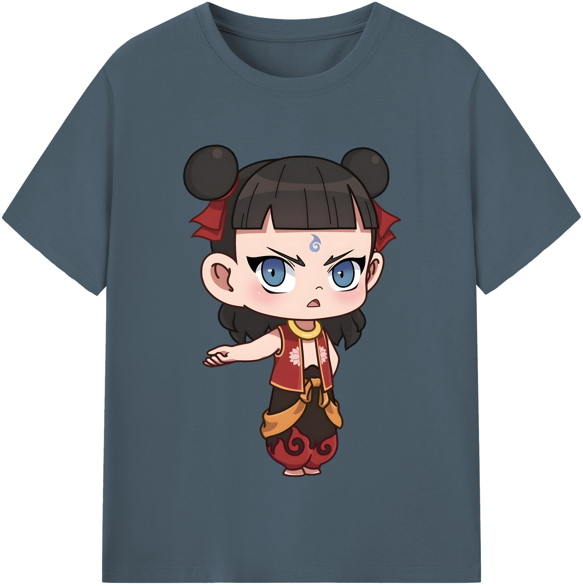 （画像用） Ne Zha 2 ナタ 魔童の大暴れ 綿100％半袖Tシャツ（フロントプリント）